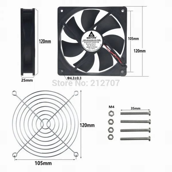 Soğutma GDSTIME 1 PCS TV Kutusu Kablosuz Yönlendirici 12cm Soğutma Fan Vidaları ve Fan Grill DC 5V USB Güç 120mm 120x25mm Sessiz Bilgisayar Soğutucu