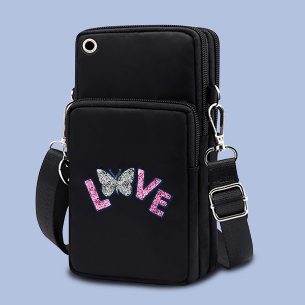 Bolsa de celular para Samsung/iPhone/Redmi Nota 10 Caixa Carteira ao ar livre Bolsa de ombro de braço esportivo para meninas bolsa de telefone feminino