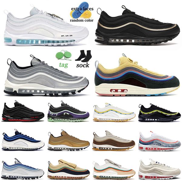 97 OG Atletic Running Scarpe 97S Allenatori per Mens Women MSCHF X Inri Jesus Silver Bullet Muslin Posa schiuma Pink Sean Wotherspoon Sneakers Shoe Outdoor Dhgate