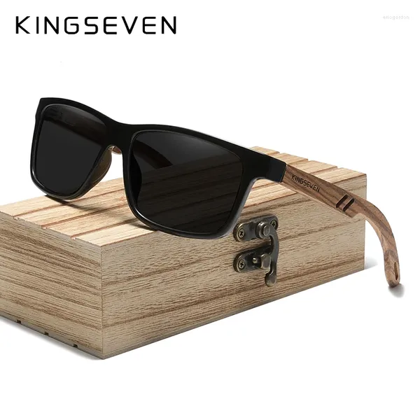 Sonnenbrille Kingseven Marke handgefertigtes natürliches Zebra Holz HD Polarisierte Quadratlinsenmänner Sonnenbrillen Frauen UV400 Miorror Brillen
