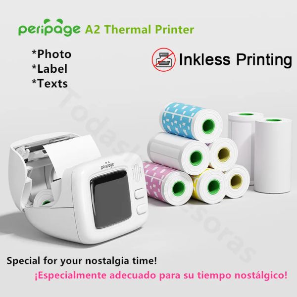 IMPRESSORES Peripage original A2 Mini Pocket Pocket Photo Photo Photo Telefone celular Android iOS Label Printer Kids Holiday Gifts Regalos