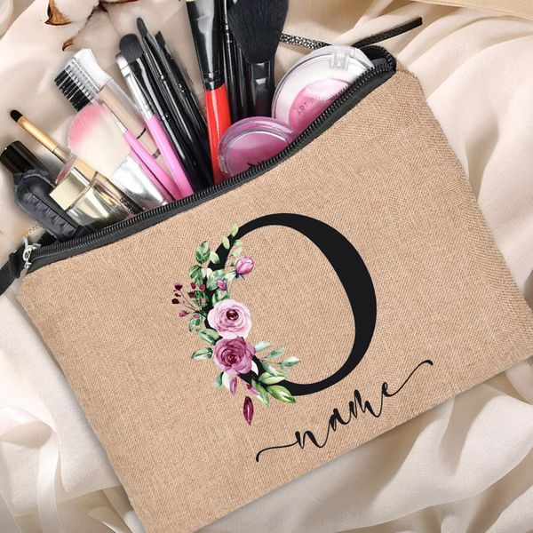 Nome personalizzato sacchetti cosmetici Organizzatore da viaggio custodia da donna Make Up borse gamberta con cerniera con cerniera frizione da damigellatta Bachelor Party Gift