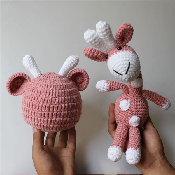 Recém -nascido Beby Animal Dolls Hat Hap