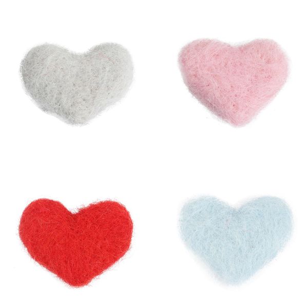 2 pezzi a forma di cuore in lana in feltro colpisce kit fai -da -te artigianato giocattolo per bambini bambola che creano accessori per accessori per zaino decorazione