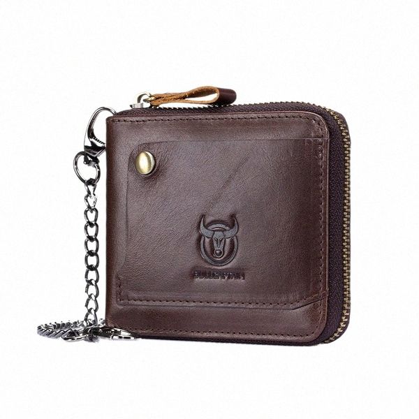 Bullcaptain Cowhide echte Ledermänner Brieftaschenmünze Kleiner Mini -Kartenhalter Vintage Portfolio Portomee Männliche Walet Pocket 930p#