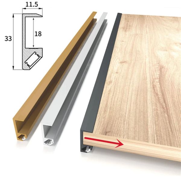 Plataforma de armário de LED incorporado Camada de tala de alumínio Perfil de alumínio 18 mm Placa de madeira Backlight Invisible Clamp Bar Trips Luzes de tira