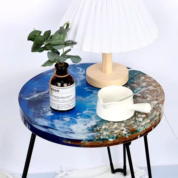 Ozean großer runder Tisch Silikonform DIY -Kristall -Epoxidharzform Harz Gusshocker Making Home Decor Handwerk