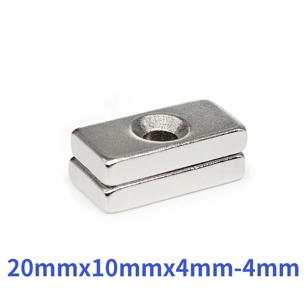 2/5/10/20/50pcs 20x10x4-4 mm Quadrato con contrastazione del magnete neodimio foro