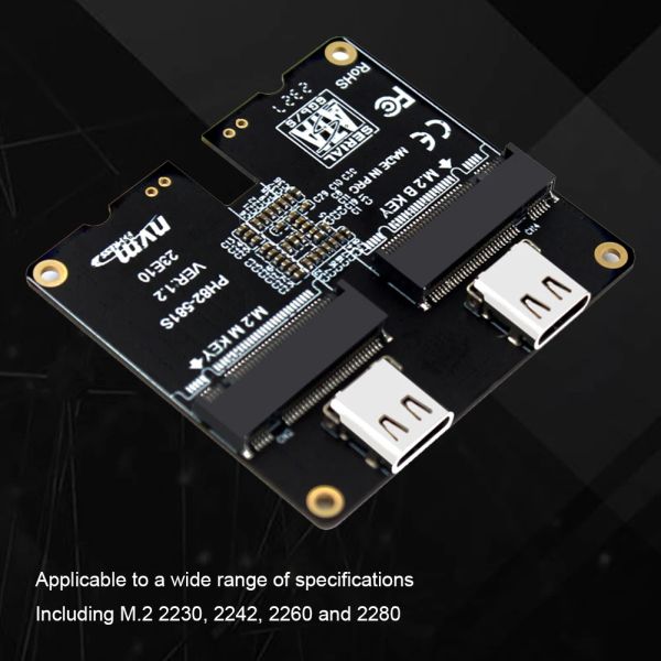 Корпус M.2 NVME Адаптер Адаптер с жестким диском 10 Гбит / с SSD Адаптер USB3.1 Gen2 Riser Board JMS581 SATA NVME Поддержка M.2 SSD 22302280