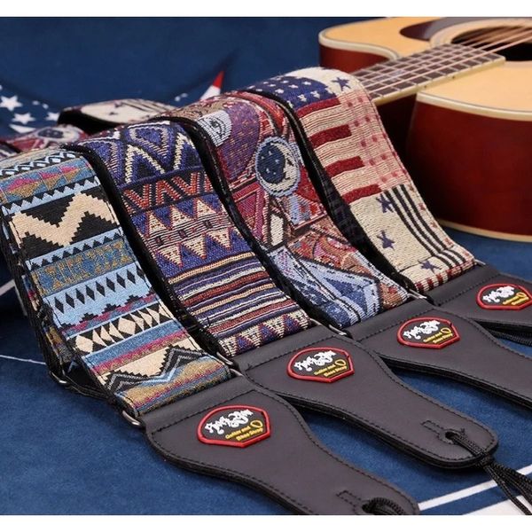 Cintura a spalla per chitarra regolabile in stile nazionale bohémien per accessori per chitarra per chitarra acustica/ elettrica