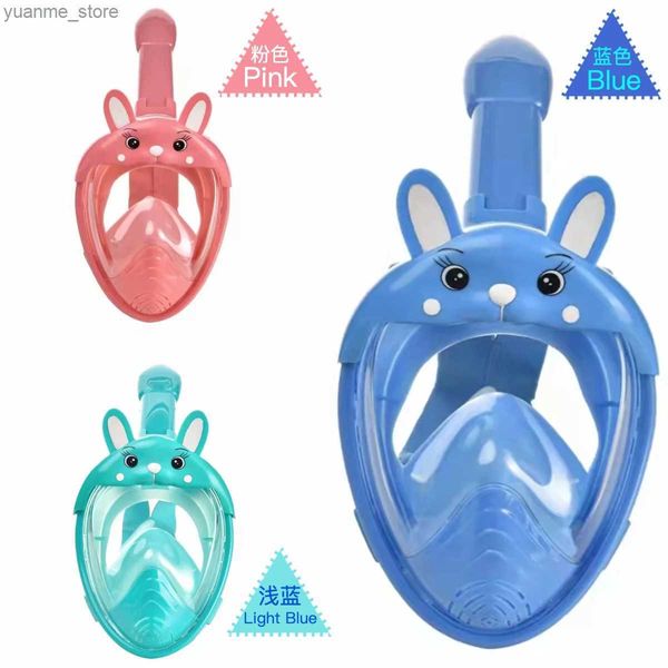 Maschere immersioni Nuove bambini Snorkeling sottomarino Bambini Full Face Bwimming Mask Set SCUBA Diving Respiratore Maschere adorabili Anti Fog Sicuro Breathing Y240410