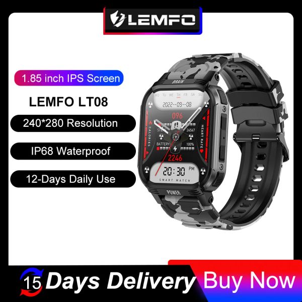 Relógios Lemfo LT08 Smart Watch Men 2023 SmartWatch para Man Bluetooth Call Sport Smart Watch IP68 à prova d'água para Android iOS BT 5.3
