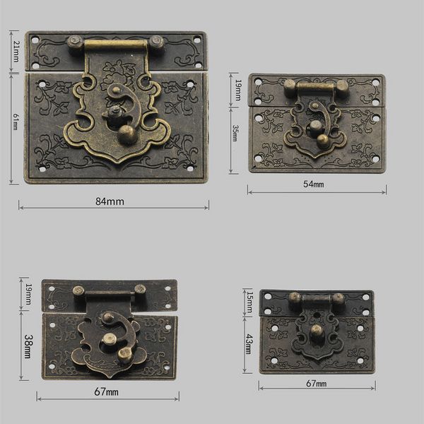 1pcs Antique HaSps Zine Alloy Schnalle Latch Bronze Schloss Schloss für Schmuck Holzkasten Gehäuse Möbel Dekorative Hardware -Armaturen