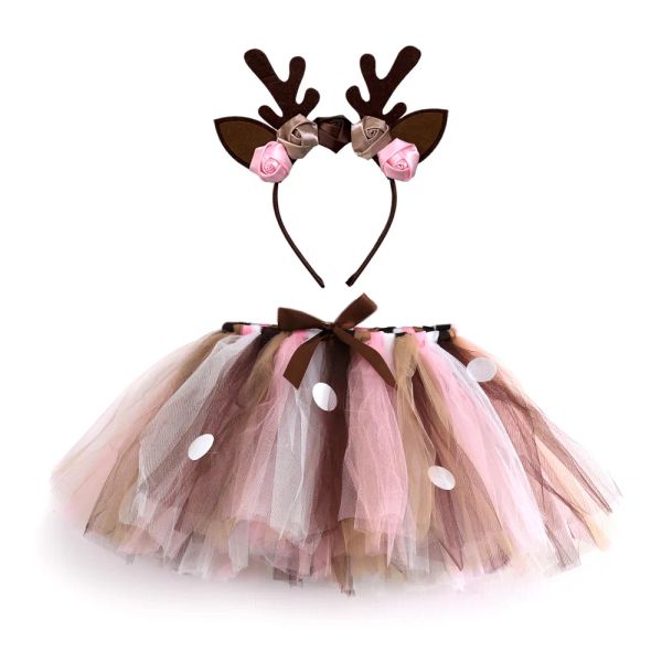0-6 anos infantil garotas garotas veado tutu roupa de saia para crianças figurino de rena de Natal