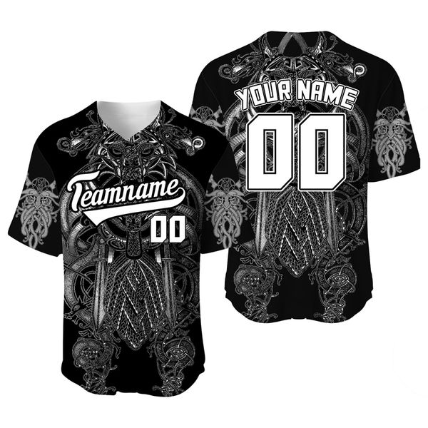 Viking Baseball Jersey Men Nome personalizado Camisas de equipe Sportswear