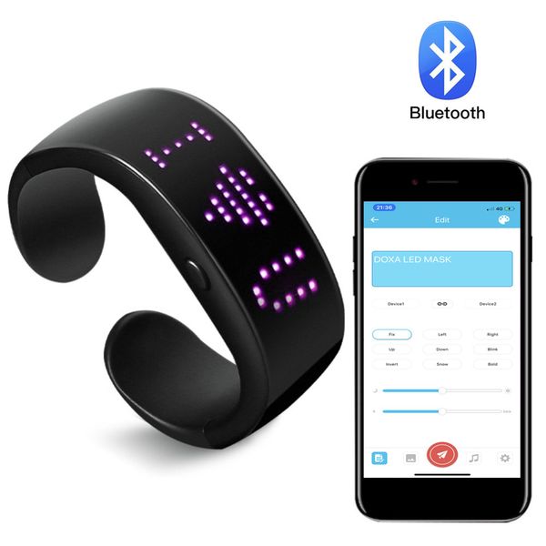 4 cor USB recarregável Bluetooth Programmable LED Night Plashing Night Running Bracelet Light Up Christmas Gift Safety