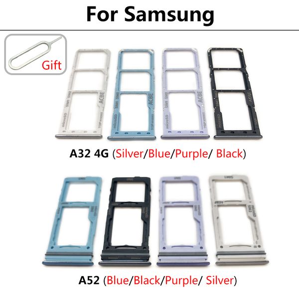 Bandeja de cartão SIM SD para Samsung A52 A72 A32 SIM Holder Slot Slot Adapter Drawer Part