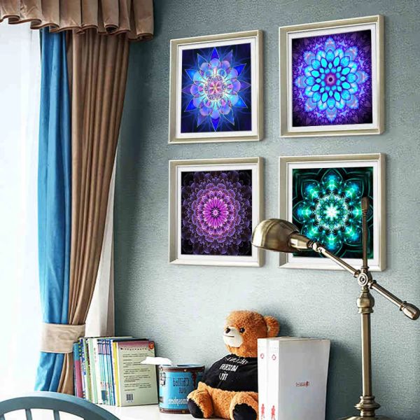 5d DIY soyut elmas boyama çiçek mandala tam yuvarlak matkap elmas nakış mozaik çapraz dikiş kitleri ev duvar sanat dekor