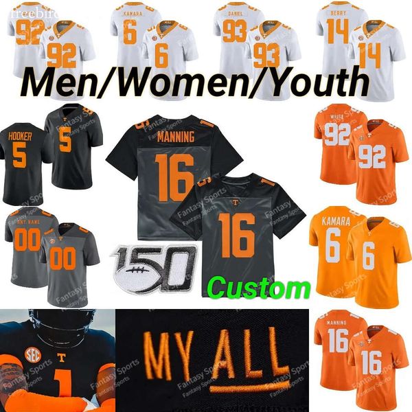 Tennessee vouers personaliza Peyton Manning Jersey Hendon Hooker Ain Kamara Eric Berry Jain Hyatt Jayen Wright Jabari Sma Reggie Homens Branco Mulheres Crianças