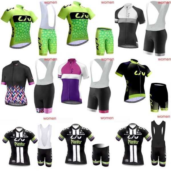 Women Liv Team Radfahren Kurzärmeles Jersey Set hochwertige Fahrradkleidung Fahrradkleidung Schnell trockener MTB Maillot Ropa Ciclismo Y21270H