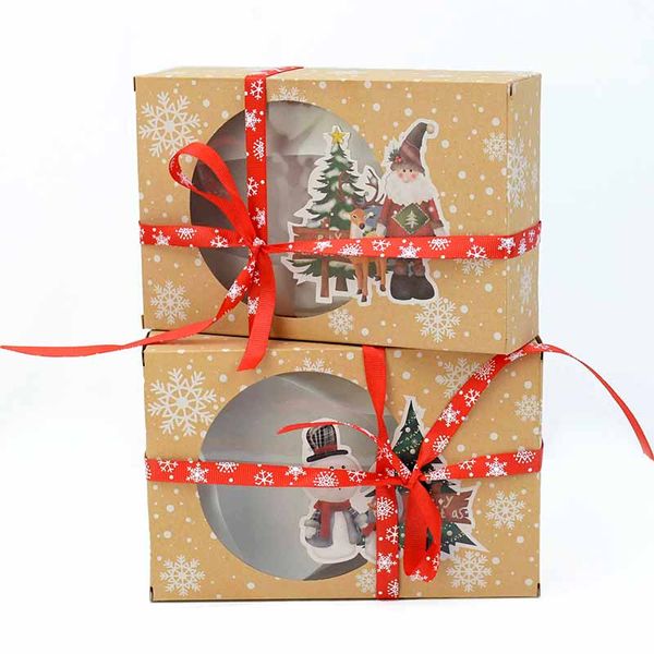 Scatole regalo di carta 22/18 cm NASSAGGIO PRESENTE NASSAGGIO Muffin Snacks Box Packaging Paper Snowman Box Babbo Natale con cartolina di auguri
