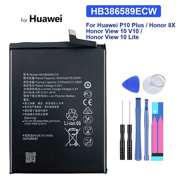Bateria para Huawei P30 P20 Pro P10 Plus Mate 10 20 Pro Lite para Honor V20 20i V10 10i 10 9 8x Play Lithium Substituição Bateria