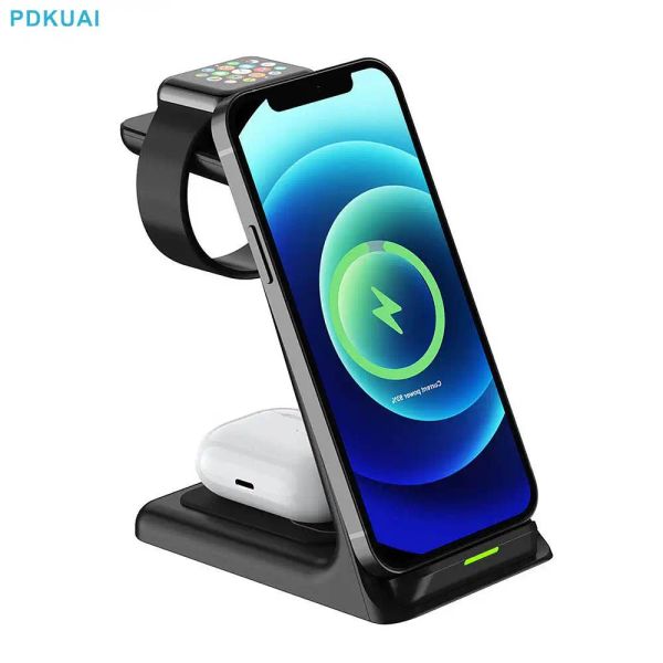 Carregadores 3 em 1 20W Wireless Charger Stand Dock para Apple Watch 8 7 6 AirPods iPhone 14 13 12 11 XS xr x 8 Indução Estação de Carregador Fast de Indução