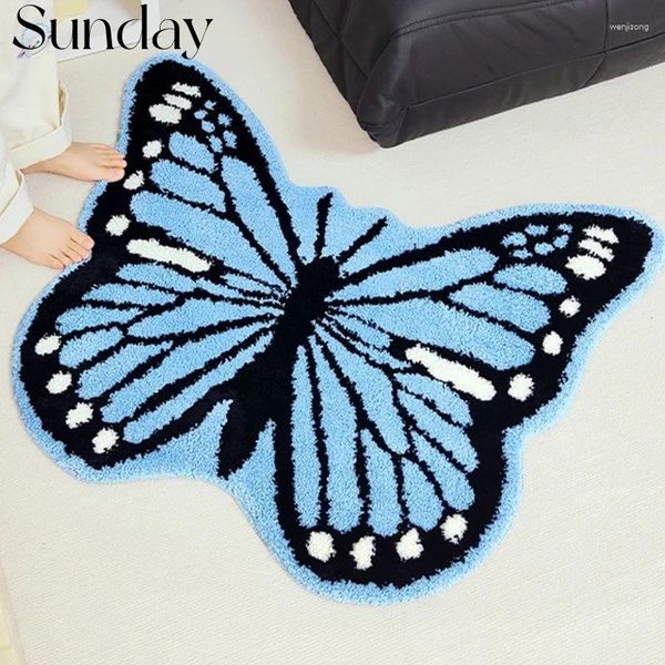 Tappeti Creativa Butterfly Tuft Soggiorno Anti Slip Area Baglie Tappeto morbido Plice PhuSh Tason Camoriera Matro per ragazze Decor