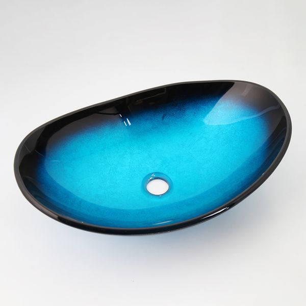 Yanksmart in vetro ovale in vetro a mano dipinto a mano cascata beccuccia bacino lavello rubinetto bagno baglio