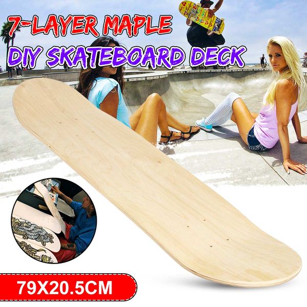 80x20cm 8 katmanlı akçaağaç boş kaykay çift içbükey kaykaylar doğal ahşap paten güverte panosu kaykaycı diy longboard güverte