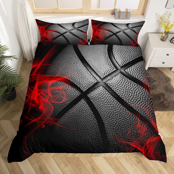 Boys Basketball Piumini copripionali Black Black Pattern Sports Tema Lettiera per bambini Teens Basketball Giochi competitivi Decorro