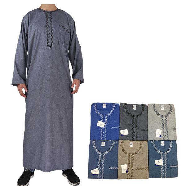 Robe arabiano casual de linho de algodão casual masculino