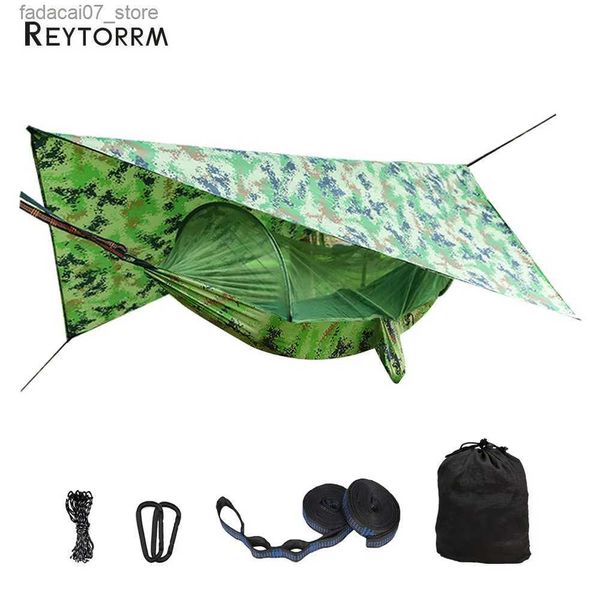 Hammocks esterno Apertura rapida Apertura rapida Mosquito Cesto sospeso con baldacchino impermeabile set pop-up Pop-up portatile e HikingQ