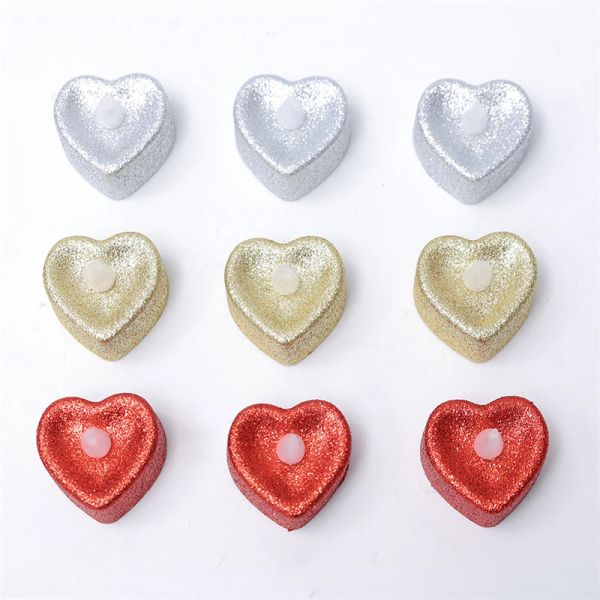 6/1pc love a forma di cuore Led Candele Tealight Batteria a nome di candele Love Electric Tea Lights per San Valentino Merry Decor