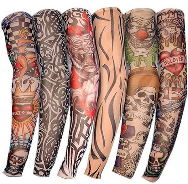 1pc uomini donne a crema solare a mano falsa tatuaggio braccio di copertura tatuaggio maniche a maniche fresche polsini sportivi calze elastiche scalda
