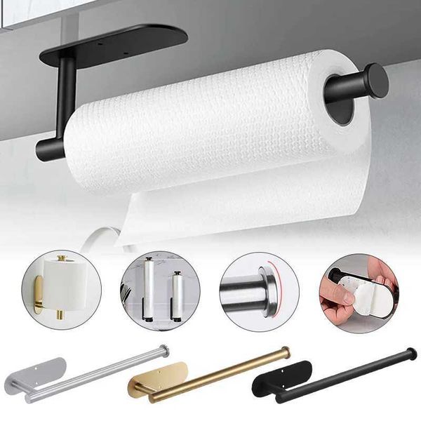 Titulares de papel higiênico de papel higiênico autônomo Auto -toalheiro de aço inoxidável sem buraco Punch Punch Kitchen banheiro banheiro de armazenamento Rack de parede de parede de parede 240410