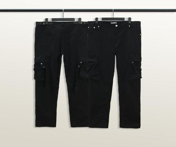 Pantaloni di alto livello tasche per le tute degli uomini dritti oversize pantaloni casual coppia nera black cargo9226315