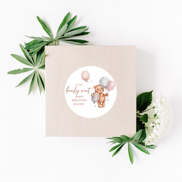 Personalisierte Bärenmotivaufkleber Etiketten Babyparty Welcome Neugeborene Custom niedliche Bären Aufkleber Mädchen Junge Geburtstagstaufetiketten