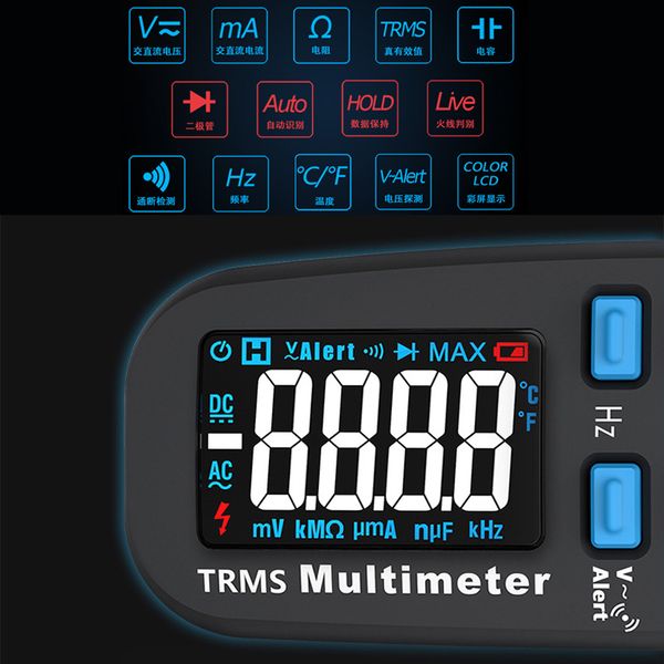 Цифровой мультиметровый ADM92CLPRO TRUE RMS AUTO RANGE 6000 CONST DC/AC TECAGE TECESTER МЕТР Метр Диод NCV HZ Тестер