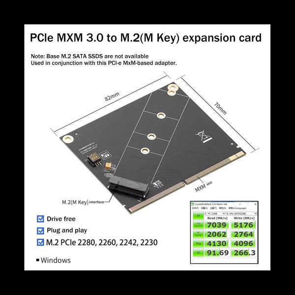 Cartões pcie mxm 3.0 a M.2 NVME Card NVME SSD ADAPTOR CARTO ADAPTOR Suporte 2230/2242/2260/2280 disco rígido