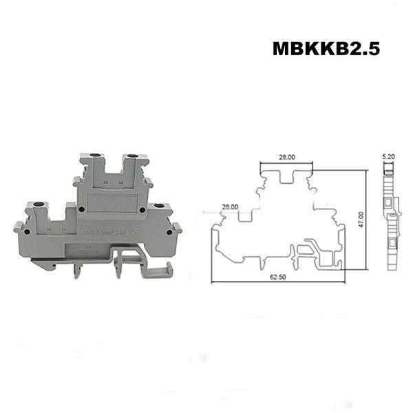 5pcs Mbkkb2.5 Terminali a vite a doppia riga di binario DIN BLOCCHI ELETTRICA FILO DOPPIO MORSETTIERA Connettore di blocco Borna 24A