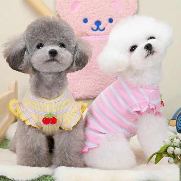 Hundebekleidung Kirschkatze Kleidung Sommer Fliegerhülle Hoodies Weste Rosa gelbe Kleidung Sweatshirt Hemd für kleine Hunde Dackel Mops