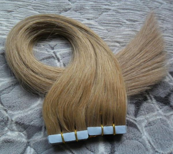 Nastro remy negli adesivi per capelli PU Skin Trapini estensioni di capelli 100g Vergine rettilinei brasiliani nelle estensioni dei capelli umani9205456