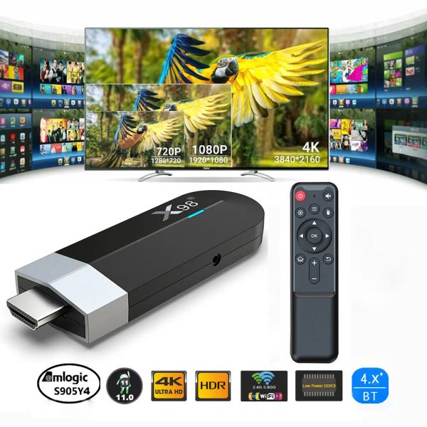 Box X98 S500 4K Android 11.0 TV -Stick Amlogic S905Y4 Quad Core ROM 4G 32G Mini PC 2,4G 5G WiFI BT4.x 1080p 4K HD Miracast TV -Dongle