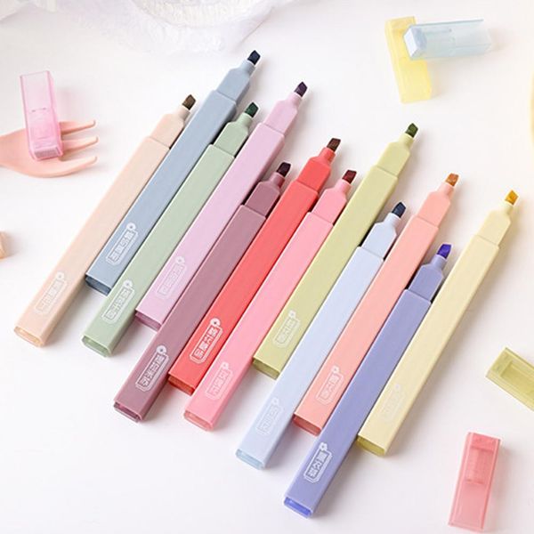 6pcs de alta qualidade resistente a arranhões resistentes a ênfase marcador Highlighters caneta para escolares desenhando caneta marcadora