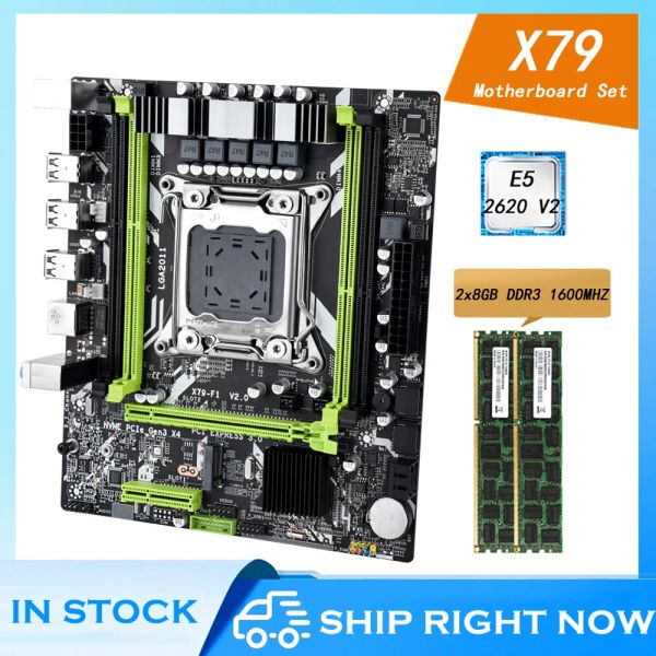 Placas -mãe x79 combinação de placa -mãe X79 F1 LGA2011 com E5 2620 V2 16GB DDR3 RAM Suporte NVME M.2 SSD Server Kit