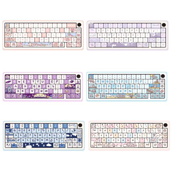 Acessórios 74 Chaves MDA Perfil Cartoon Animal tema Chaps para GMK67 Teclado mecânico MX Switch PBT Fivesided Dye Subblimaton Caps de chave