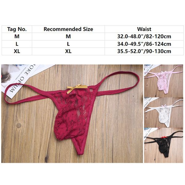 Homosexuelle Herren sexy Höschen Dessous Sissy Lace sehen durch Slips Unterwäsche transparente Bulge -Beutel Open Butt String Underpants