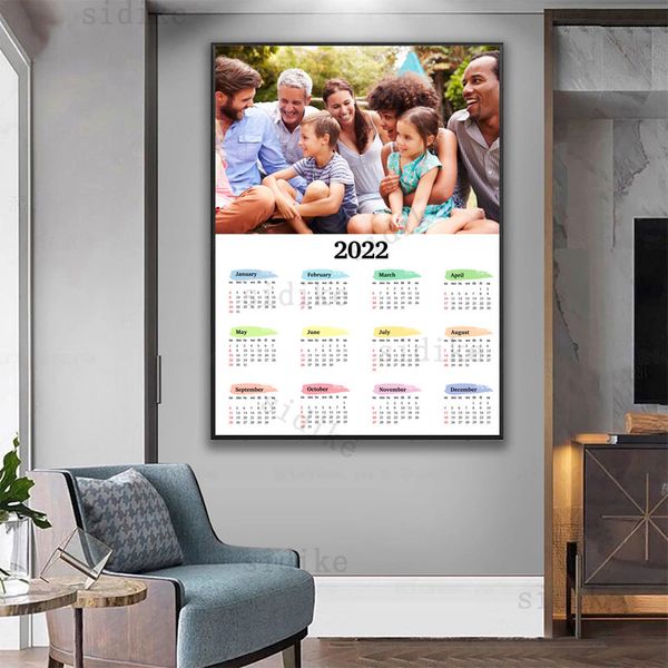 2024 Kalender Canvas Malerei Custom Photo Personalisierte Geschenkbilder Kalenderplakate und Drucke Familie warmes Heimdekoration