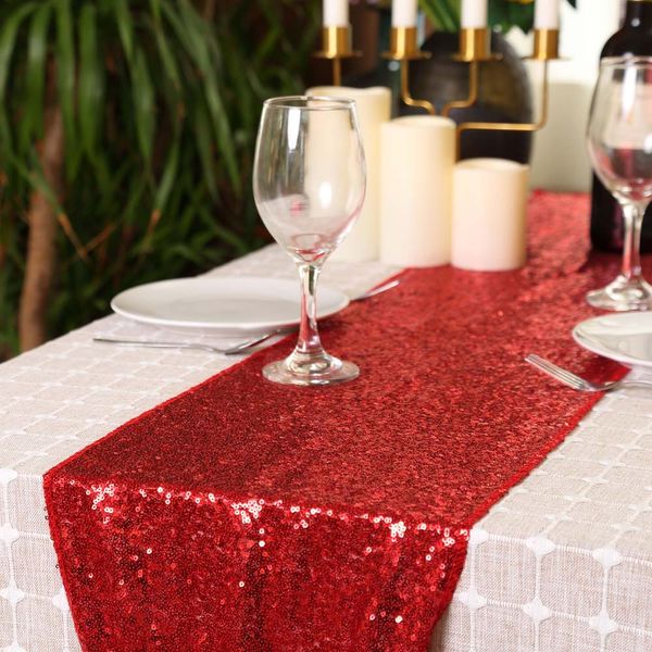 Royaltime glitter rosso/rosa in oro/argento con paillettes di paillettes scintillanti per la festa di nozze per banchetti decorazioni per tovaglie per camera da letto 30x180cm